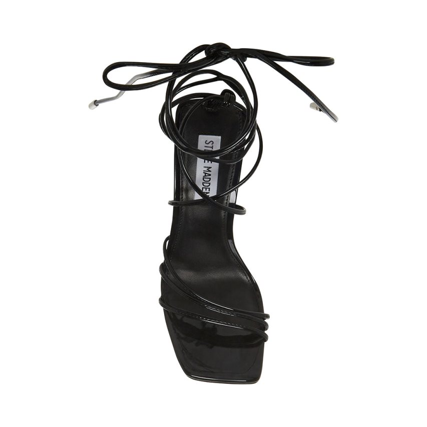 Sandalias Tacones Steve Madden Evita Charol Mujer Negras | ES MV16S2